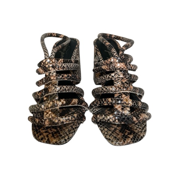 Free People Colette Cinched Strappy Sandal Heels Size EU 37.5 US 7.5 Snake Print - Picture 2 of 9